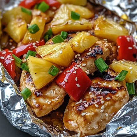 Delicious Teriyaki Chicken and Pineapple Foil Packets Recipe ...
