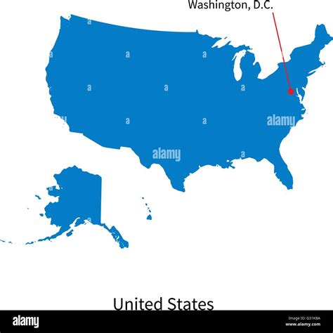 Detailed vector map of United States and capital city Washington Stock Vector Image & Art - Alamy