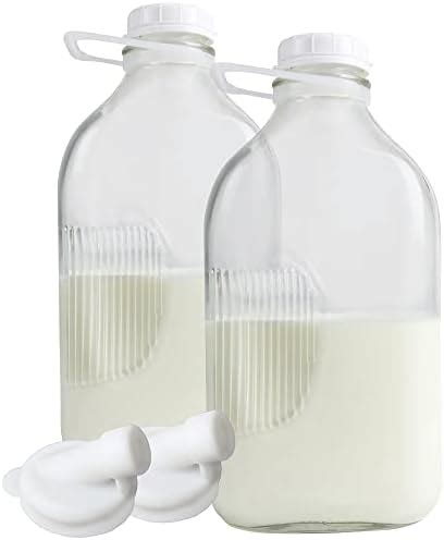 Buy The Dairy Shoppe Heavy Glass Milk Bottles 2 Quart (64 Oz) Jugs with ...