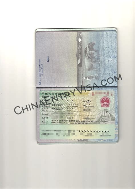 中国工作签证样本（Z Visa） | 中国领事代理服务中心