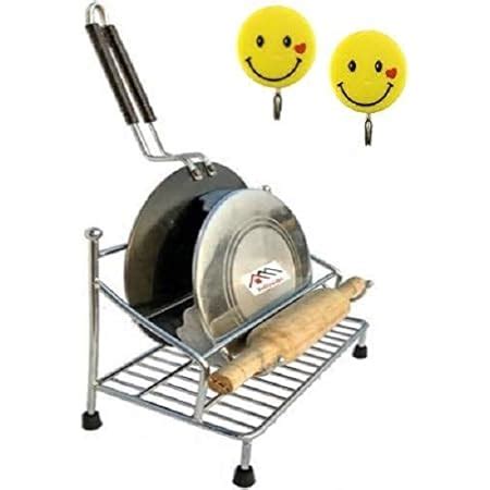 Buy XLNT Chakla Stainless Steel Belan Stand, Silver Chrome Online at ...