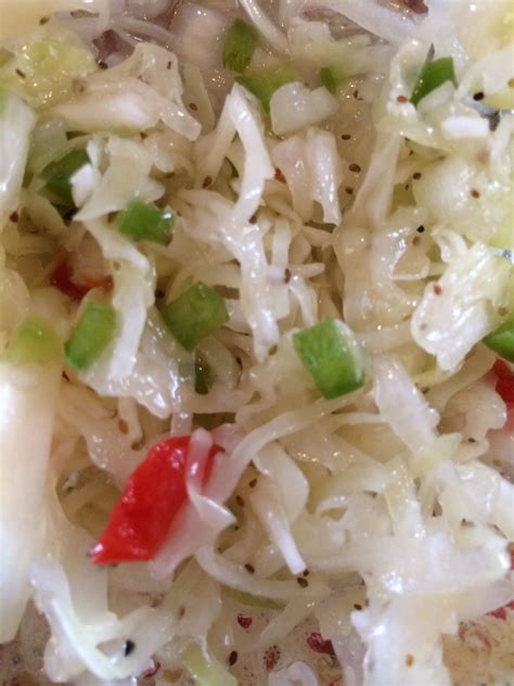 ️ Spanish Slaw from cooks.com 1 head cabbage, chopped fine 1 onion ...