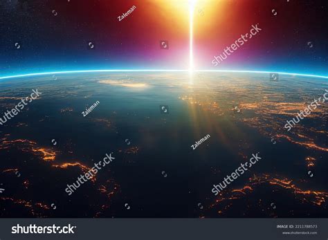 View Space Planet Earth Rising Bright Stock Illustration 2211788573 ...