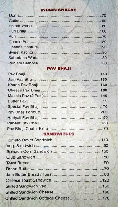 Menu at Hotel Ramdev, Kalyan
