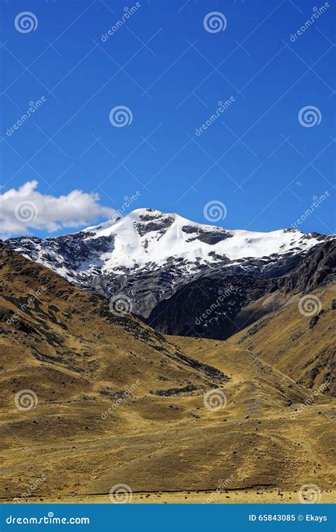 Snowy Andes Mountain in Peru South America Stock Image - Image of ...