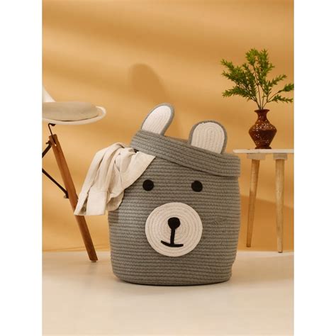 Buy HOSTA HOMES Pure Cotton Cartoon Face Hand Woven Laundry Hamper with ...