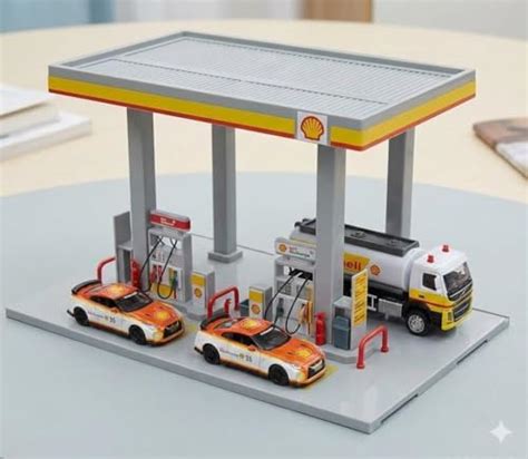 GIPTOC CCA Shell Gas Station Playset – 1:72 Oil Tanker Truck & 1:42 ...