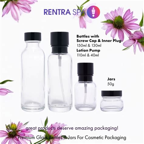 Black Cap Cosmetic Glass Jars | RENTRASPA – rentraspa.com