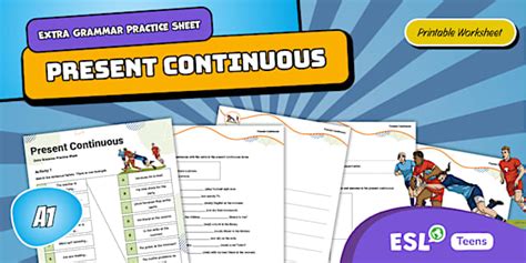 Present Continuous Practice Sheet for Teens (A1)