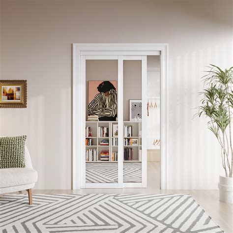 JUJUBON Mirrored Sliding Closet Door 48"(Double 25") x 80" Interior ...