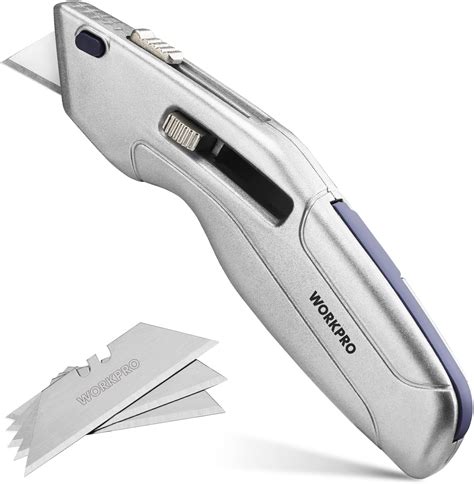 WORKPRO Retractable Utility Knife and Self-retracting Safety Box Cutter ...