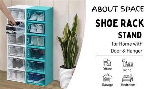 ABOUT SPACE 12 Pair DIY Shoe Box - Foldable Portable Shoe Rack for Home ...