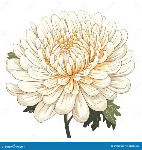 White Chrysanthemum Flower Illustration on White Background Stock ...