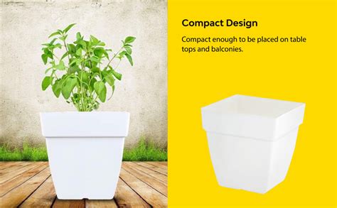 Kraft Seeds by 10CLUB Plastic Flower Pots - 4 Pcs (10 Inch, White ...