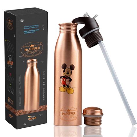 Mr.COPPER's Pure Copper Bottle with Sipper Cap and Copper Cap (Dual Cap ...