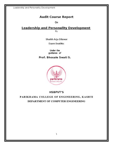 Audit Course - Bhosale Swati S. HSBPVT’S PARIKRAMA COLLEGE OF ...