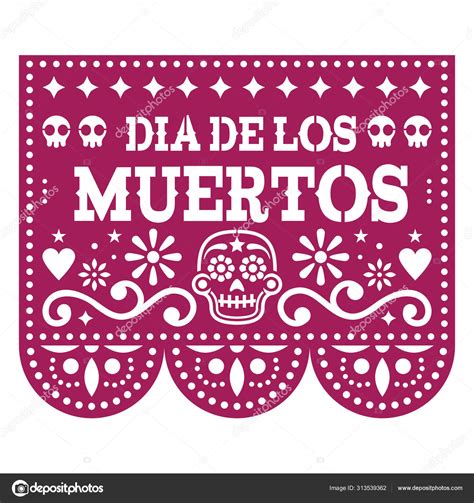 Dia Los Muertos Day Dead Papel Picado Design Sugar Skulls — Stock ...