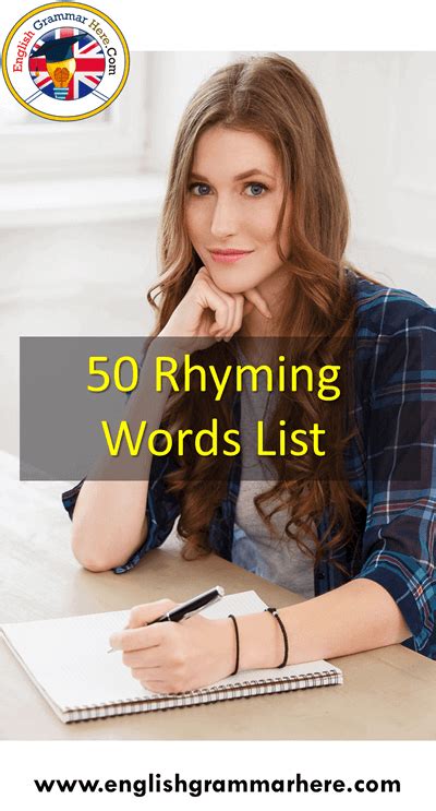 50 Rhyming Words List, Rhyming Words List A to Z - English Grammar Here