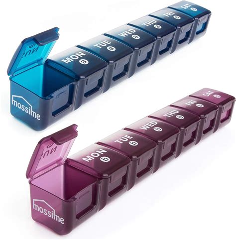 Weekly Extra Large Pill Organiser for Travel 2pack, 2week Pill Boxes ...