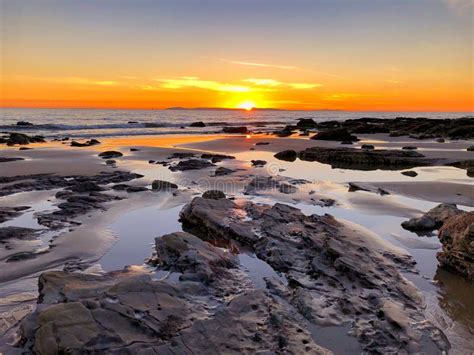 Sunset Low Tide Crystal Cove Beach Newport Beach California Stock Photo ...
