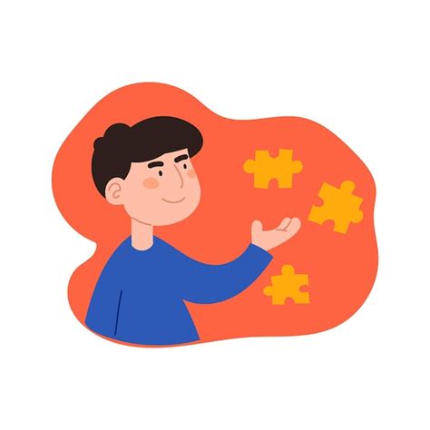 Boy with puzzle creative idea solve problems perform tasks question ...