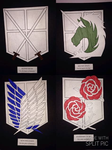 Attack On Titan Emblems: Trainee Squad, Military Police, Scouting ...