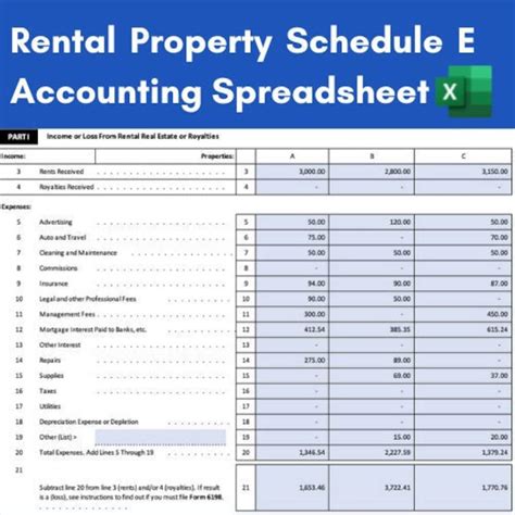 Schedule E - Rental Income Worksheet
