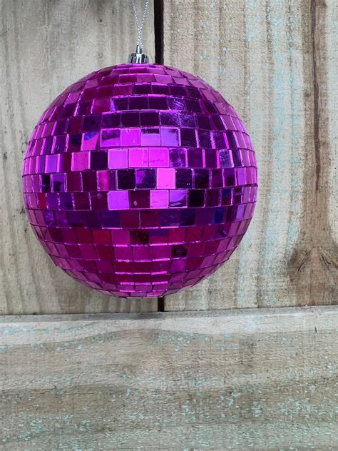 4.75" Fuchsia Mirror Ball Ornament , Pink Disco Ball , Wreath ...