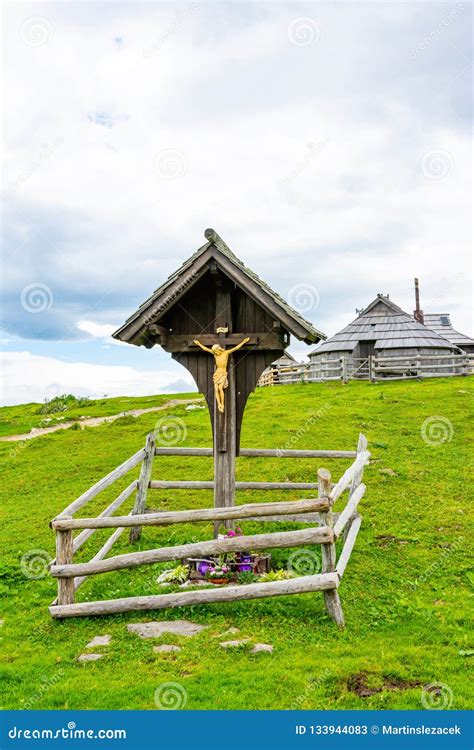 Crucifix on Meadow in Slovenia Alps, Near the Pasture Land. Religion Christian Symbol, the ... - religion in slovenia