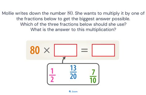 Mollie writes down the number 80. She wants to multiply it by one ofthe ...