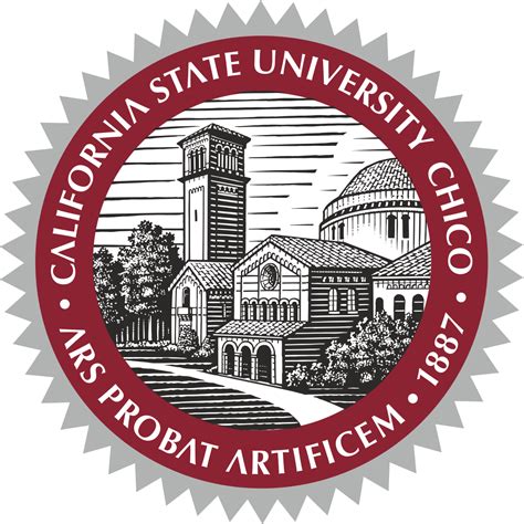 California State University, Chico Logo in Black and White on Red Circle