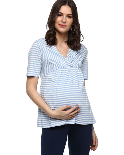 Buy Momsoon women maternity half sleeve top-Striped Blue Online at Best ...