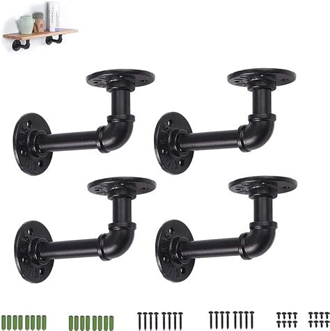 Homgen 4pack Industrial Pipe Shelf Brackets Withstand 20kg Iron Pipe ...