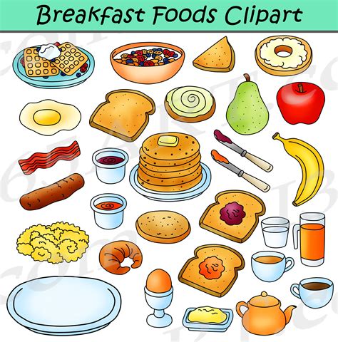Breakfast Foods Clipart Bundle - Breakfast Clipart Graphics - Clipart 4 ...