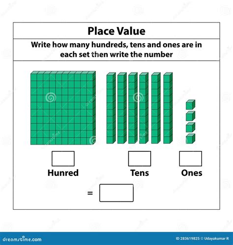 Place Value Hundreds Tens and Ones. 10 Blocks. and Single Blocks Stock ...
