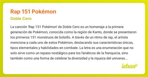 Significado de la canción RAP 151 POKÉMON (Doble Cero) - LETRAS.COM