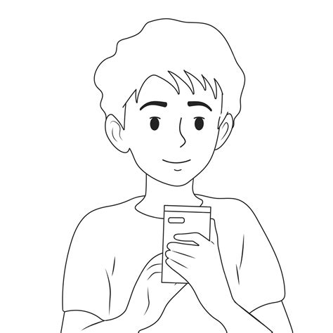 Black and white boy holding a phone a call or a message in his hands ...