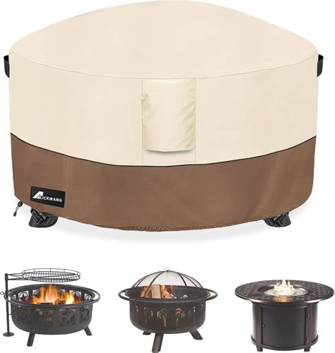 Amazon.com : Alickwang Firepit Covers Round, Outdoor Heavy Duty Durable ...