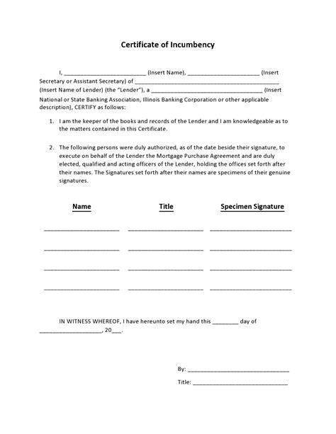 50 Best Certificate of Incumbency Samples (Free) ᐅ TemplateLab