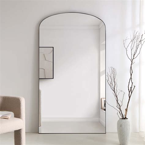 Emmy Extra-Large Black Arch Floor Mirror 180 x 100 cm | daals