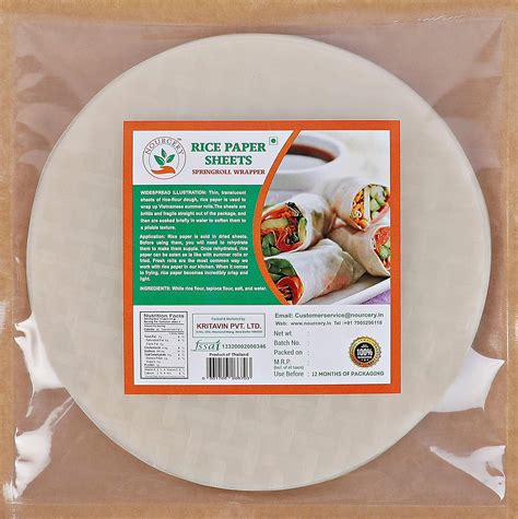 Nourcery Rice Paper Sheets, 400g (Spring Roll Wrappers)-22cm | Gluten ...