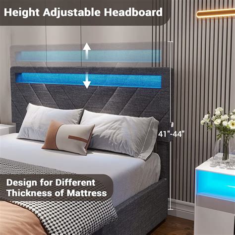 Buy ADORNEVE Full Size LED Bed Frame with 4 Drawers, Platform Bed Frame ...