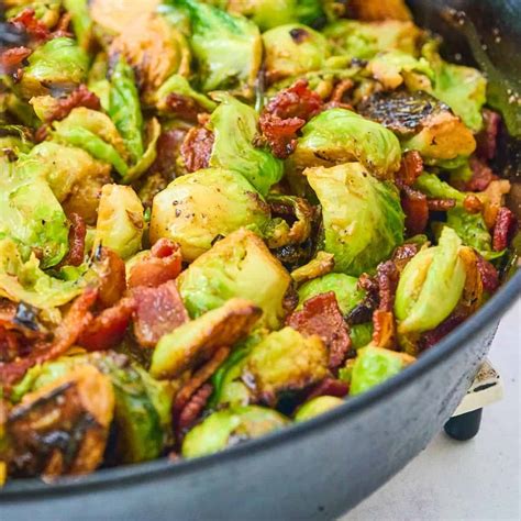 Cast Iron Brussels Sprouts with Bacon and Cream