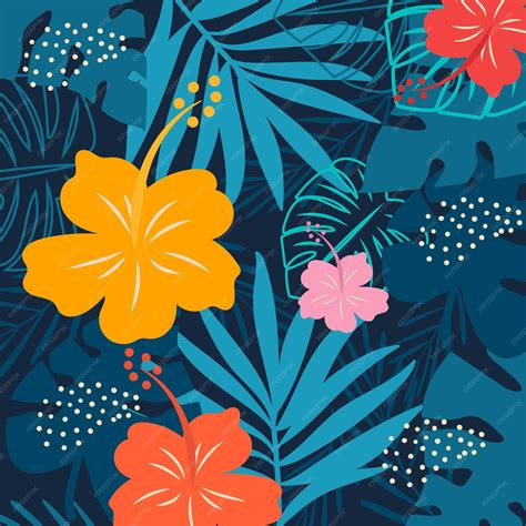 Premium Vector | Summer flower pattern tropical background art floral ...