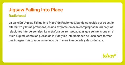 Significado de la canción JIGSAW FALLING INTO PLACE (Radiohead ...