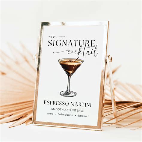 Espresso Martini Signature Drink Sign Signature Drink Decor Wedding Bar ...