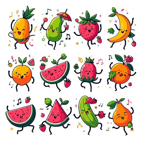 Dancing Fruits, Dancing Fruit, Fruits Svg, Fruits Clipart, Fruits Png ...