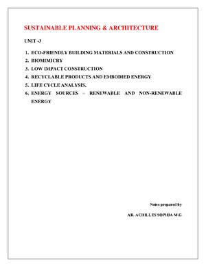 Human settlement and Planning 1 TO 5 units with Question paper - Excel ...