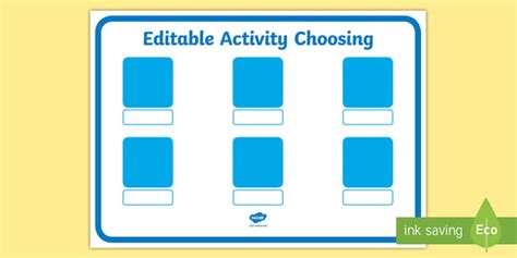 Editable Activity Choosing Display Poster