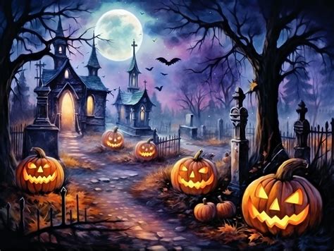 Halloween Landscape Illustration Free Stock Photo - Public Domain Pictures